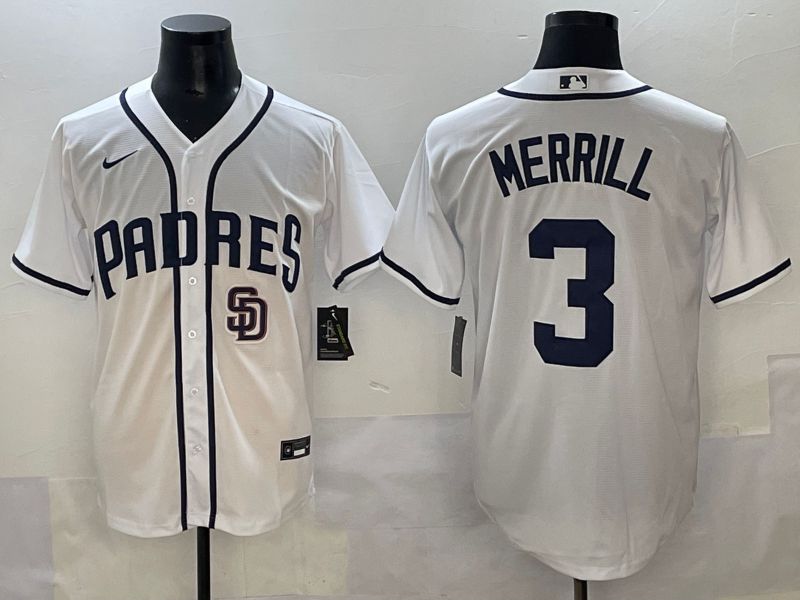 Men 2025 San Diego Padres #3 Merrill White Game Nike MLB Jersey style 10->san diego padres->MLB Jersey